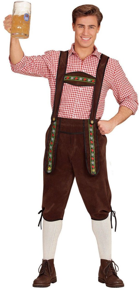 Boeren Tirol & Oktoberfest Kostuum | Beierse Lederhose Helmut Bruin Man | Medium / Large | Carnaval kostuum | Verkleedkleding